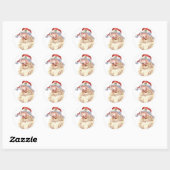 kerstman ronde sticker (Vel)
