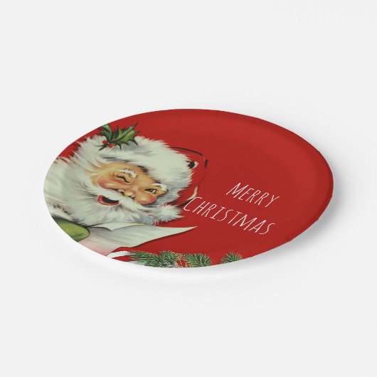 kerstman rood kerstfeest papieren bordje (Gekanteld)