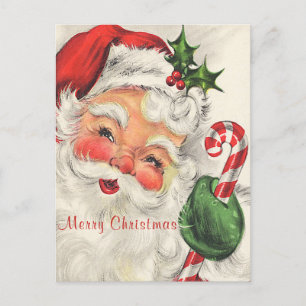 Kerstman Rosy Wangen met Suikerstok Briefkaart