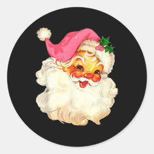 Kerstman Roze Kerstgezicht Oude Kerstman Vintage P Ronde Sticker