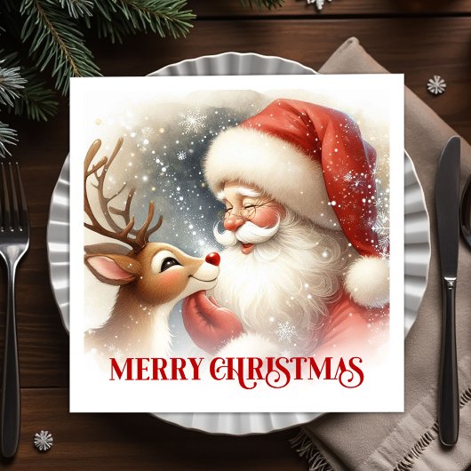Kerstman Rudolf Kerst Dinner Servetten