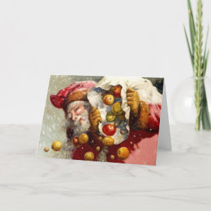  kerstman/rugzak van appelappel Antiek Feestdagen Kaart