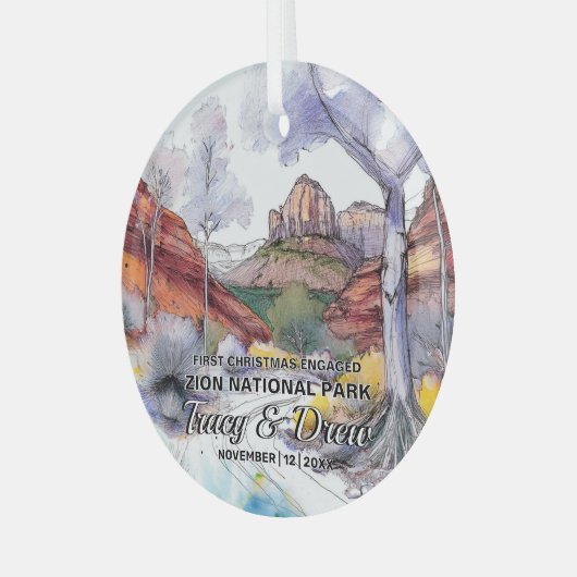 Kerstman Rustic Zion National Park verloofd paar Glas Ornament (Voorkant links)