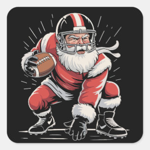 Kerstman Santa American Football speler op de lijn Vierkante Sticker