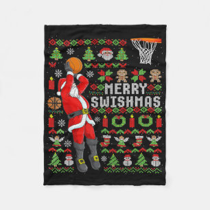 Kerstman Santa Bysketbyll Speler - Slam Dunk Lelij Fleece Deken