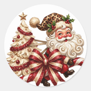 Kerstman Santa Claus Ronde Sticker