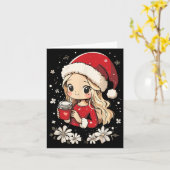 Kerstman Santa Girl Koffiebloem Kinder Santa Wome Kaart (Gele Bloem)