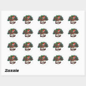 Kerstman: Santa Hat Ham Ronde Sticker (Vel)