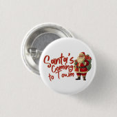 Kerstman: Santa komt naar de stad Ronde Button 3,2 Cm (Voorkant /achterkant)