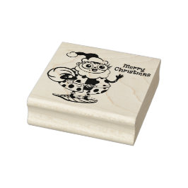 Kerstman Santa Lady Bug Wood Art Stamp Rubberstempel
