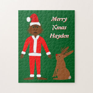 Kerstman Sasquatch en Jackalope Kerst Custom Legpuzzel