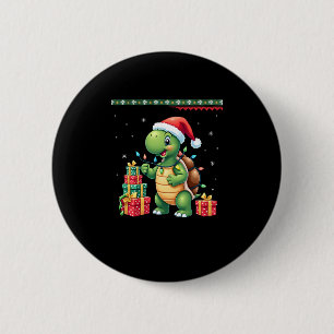 Kerstman Schildpad Kerstmis Horrorsweater Grappig Ronde Button 5,7 Cm
