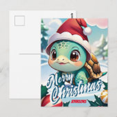 Kerstman Schildpad Vrolijke Kerstnaam Groet Briefkaart (Voorkant / Achterkant)