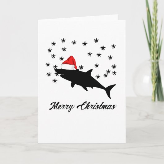 Kerstman Shark Kerstcadeaus - Vrolijk Kerstfeest Feestdagen Kaart (Voorkant)