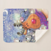 Kerstman: Sherpa Blanket Gift Happy Reindeer Sherpa Deken (Voorkant (horizontaal))