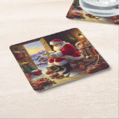 Kerstman Sinterklaas 2 Vierkante Kartonnen Onderzetter (Schuin)