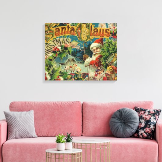 Kerstman Sinterklaas Antiek Kunst Canvas Afdruk (Insitu (Woonkamer))