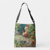 Kerstman Sinterklaas Antiek Kunst Crossbody Tas (Achterkant)