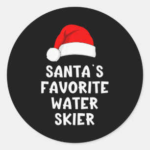 Kerstman Sinterklaas Favoriete Waterskiër Skiën Sk Ronde Sticker