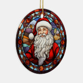 Kerstman Sinterklaas gebrandschilderd glas stijl Keramisch Ornament (Rechts)