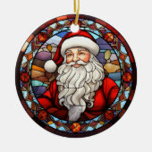 Kerstman Sinterklaas gebrandschilderd glas stijl Keramisch Ornament (Voorkant)