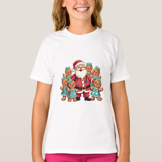 Kerstman Sinterklaas Gingerbread Nurses T-shirt (Voorkant)
