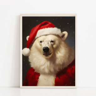 Kerstman Sinterklaas IJsbeer Vintage Portret Victo Poster