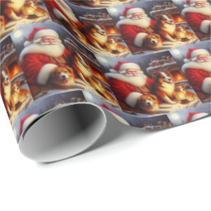 Kerstman Sinterklaas met Honden 1 Cadeaupapier