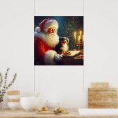 Kerstman Sinterklaas met Honden 5 Poster (Keuken)