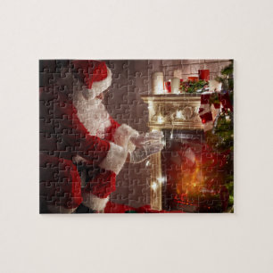 Kerstman Sinterklaas Warming Handen Legpuzzel