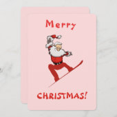 Kerstman Skateboarden Feestdagenkaart (Voorkant / Achterkant)