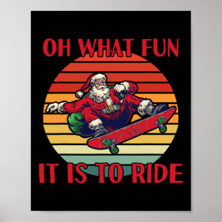 Kerstman Skateboarden Kerstmis Wat Is Het Een Pret Poster