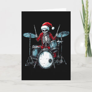 Kerstman skelet drumspelend drummer percussionist  kaart