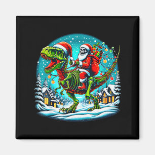 Kerstman skelet rijdt op T Rex dinosaurus Grappige Magneet