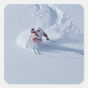 Kerstman skiën bij het Snowbird Ski Resort, Wasatc Vierkante Sticker