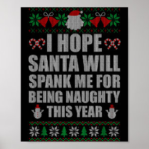 Kerstman Slaat Stoute Lelijke Kerst Trui Poster