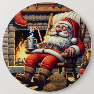 Kerstman slapen Kerstmis Ronde Button 6,0 Cm