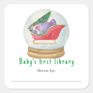 Kerstman slee - Baby's eerste bibliotheek Vierkante Sticker