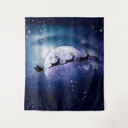 Kerstman slee | Fantasie Galaxy Kerstnachtelijke H Wandkleed (Voorkant)