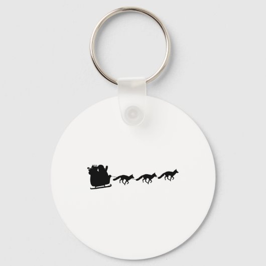 Kerstman slee getrokken door vossen - Vos Kerstmis Sleutelhanger (Voorkant)