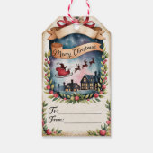 Kerstman slee Kerstmis Cadeaulabel (Achterkant)
