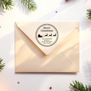 Kerstman slee Merry Christmas en aangepast adres Rubberstempel