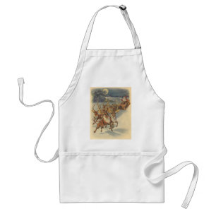 Kerstman slee met rendieren in vintage stijl standaard schort