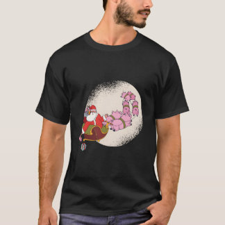 Kerstman slee met vliegende varkens en t-shirt