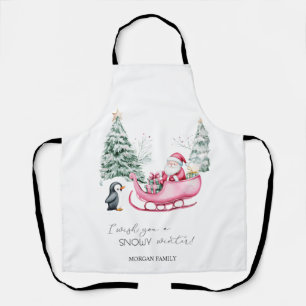 Kerstman, slee, pinguïn, bos schort