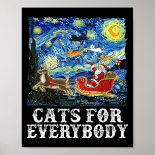 Kerstman Sleigh Cats voor iedereen Starry N Poster
