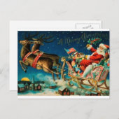  kerstman Sleigh Feestdagenkaart (Voorkant / Achterkant)