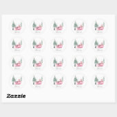 Kerstman, Sleigh, Pinguïn, Bos Ronde Sticker (Vel)