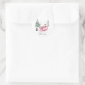 Kerstman, Sleigh, Pinguïn, Bos Ronde Sticker (Tas)