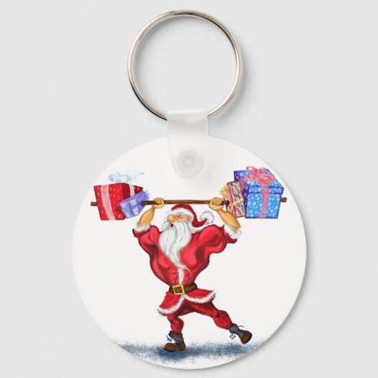 Kerstman Sleutelhanger Bodybuilder kerstman met ca (Voorkant)